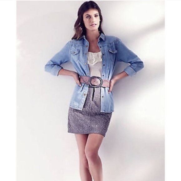 Anthropologie Gray Sequin Mini Skirt by Gryphon - Picture 3 of 4